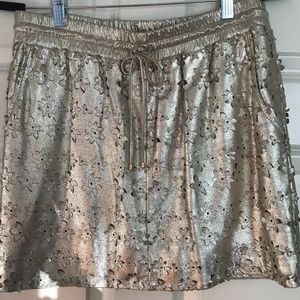 Liefsdottir 100% leather metallic gold skirt